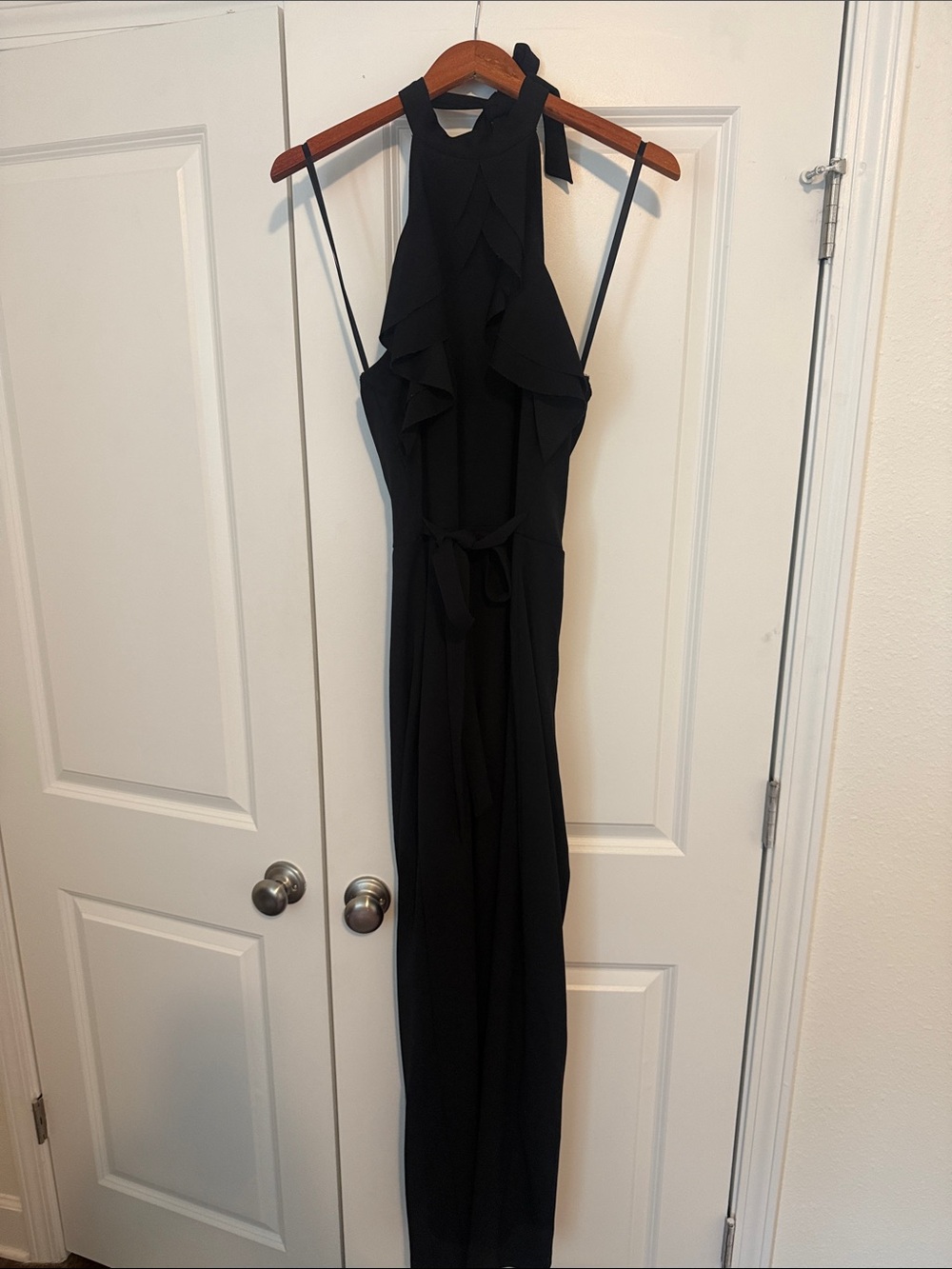 bebe Black Halter Top with Delicate Strap
